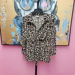 Paris Paris Giraffe Print Tie Front Blouse